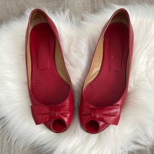 Valentino Garavani red bow leather flats 36.5